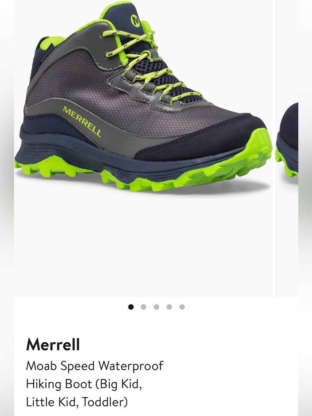 Merrell Gray and Neon Green Trail Hiking Shoe
